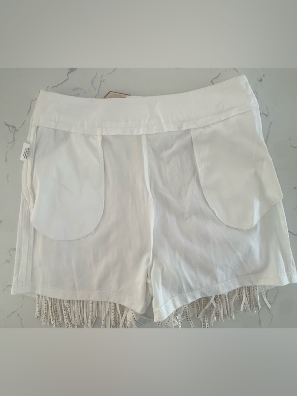 Cloud Ten White Rhinestone Fringe Belted Shorts Western Festival Glam NWT M - Picture 5 of 9
